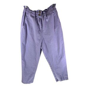 Jessy B Womens Lavender High-Waisted Paperbag Jeans Elastic Waist Pockets L